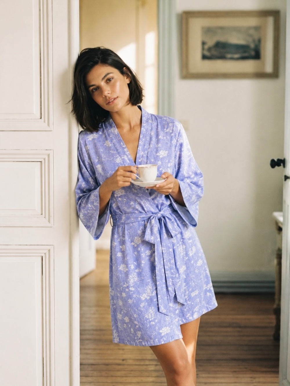 Laura Ashley Soft Feminine Floral Wrap Robe